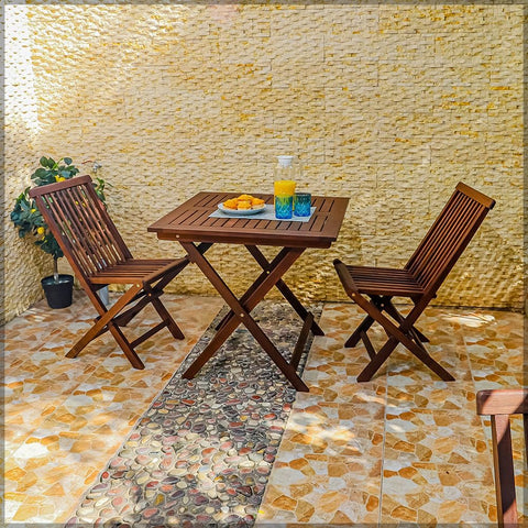 3-piece wooden dining table and chairs set for small spaces