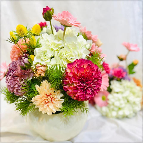 Faux Flower Arrangements in Vase for display purposes only (non-sale)