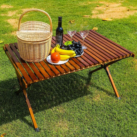 wooden camping table