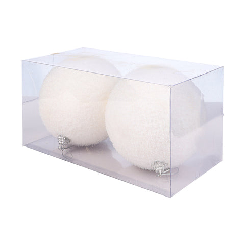 Pack of 2 White Christmas Balls