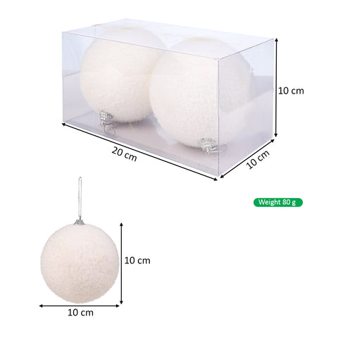 Pack of 2 White Christmas Balls