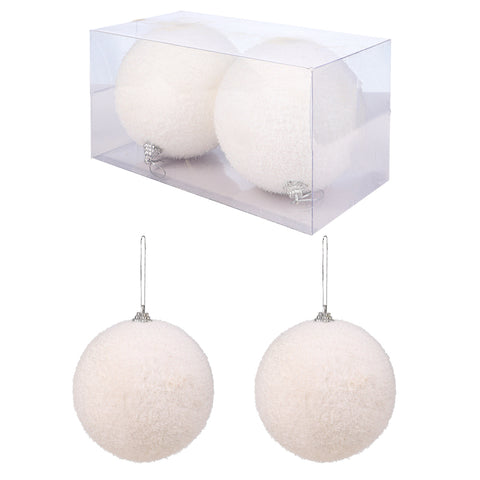 Pack of 2 White Christmas Balls