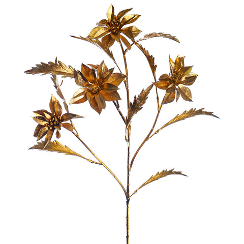 Golden Poinsettia Flower (Without Vase)