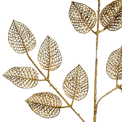 1 Piece Golden Decor Leaf (Without Vase)