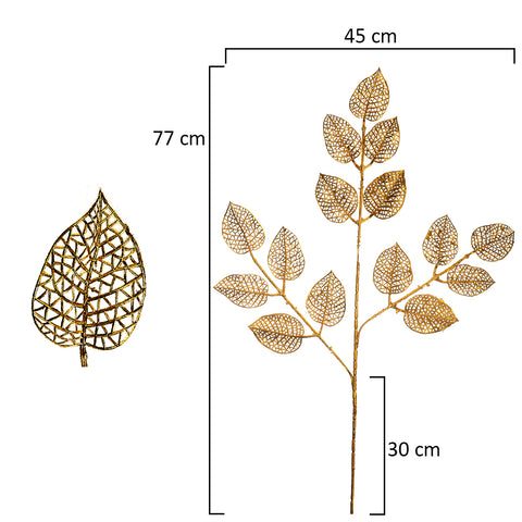 1 Piece Golden Decor Leaf (Without Vase)