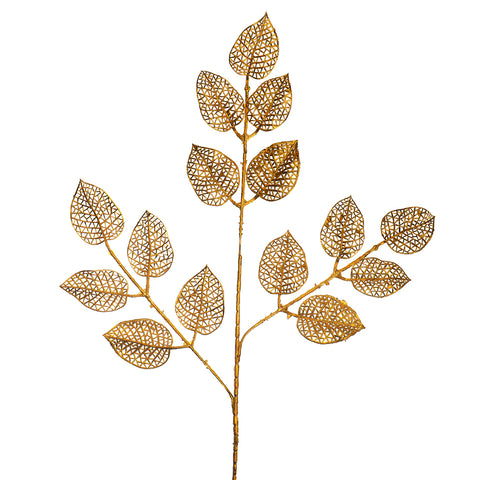 1 Piece Golden Decor Leaf (Without Vase)