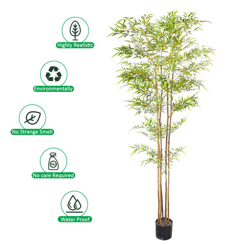 Artificial Bamboo Plant With Natural Dried Stems(with black nursery pot)