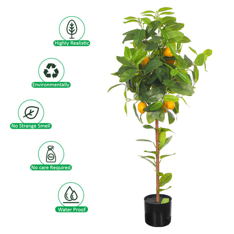 Faux Potted Lemon Plant(with black nursery pot)