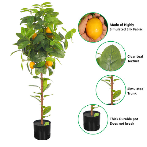 Faux Potted Lemon Plant(with black nursery pot)