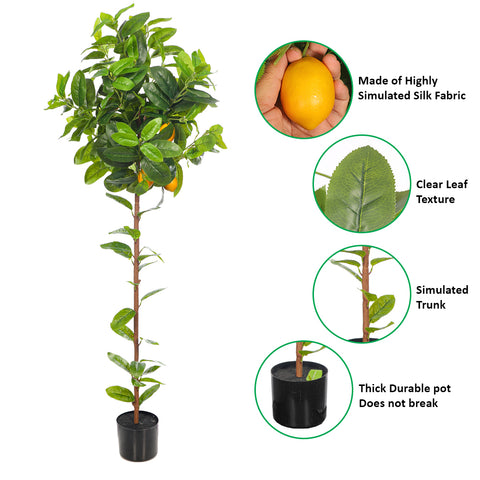 Faux Potted Lemon Plant(with black nursery pot)