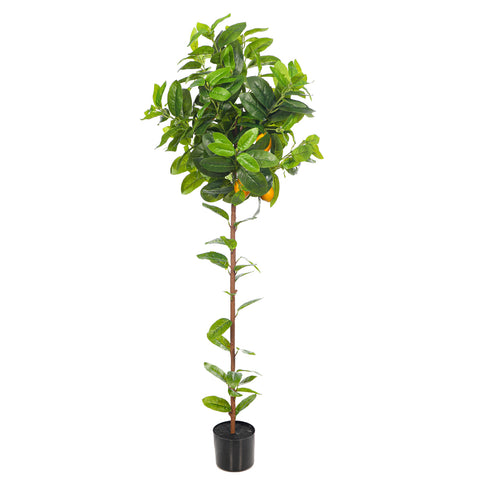 Faux Potted Lemon Plant(with black nursery pot)