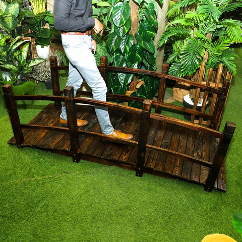 1 Piece Wooden Garden Arc Bridge With Railings (Bridge Only)