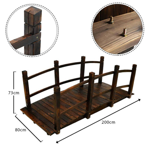 1 Piece Wooden Garden Arc Bridge With Railings (Bridge Only)