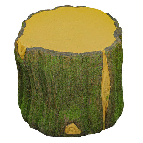 Decorative mossy tree stump in garden