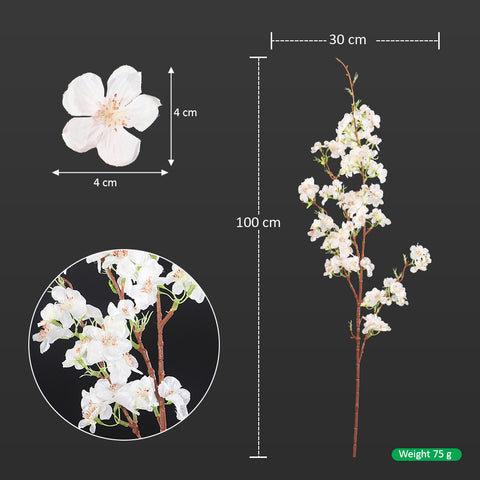 White Artificial Silk Cherry Blossom