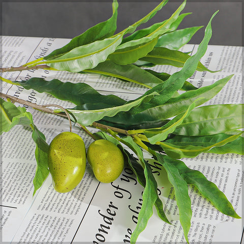 Artificial Mangoes Single Stems with Leaves(without vase)