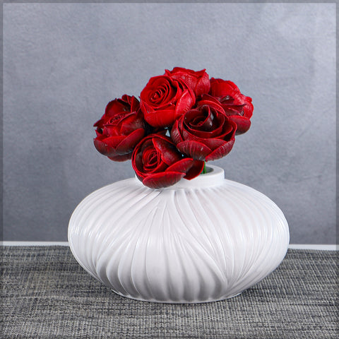 Textured ceramic flower vase