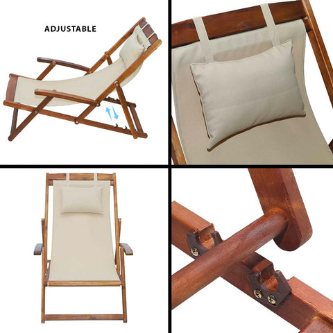 Solid Wood Sling Loungers Chair