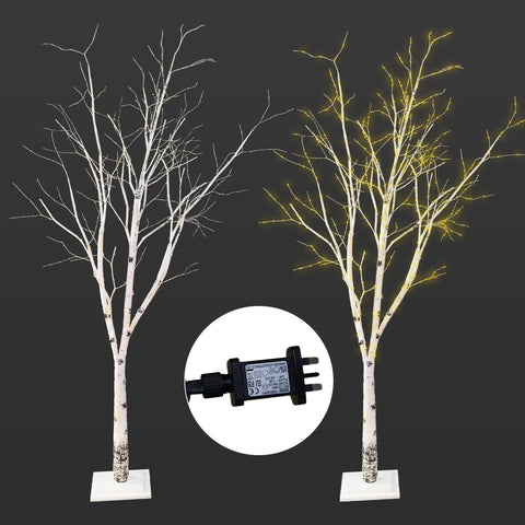 White Lighted Birch Tree