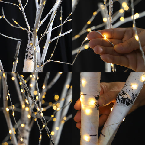 White Lighted Birch Tree