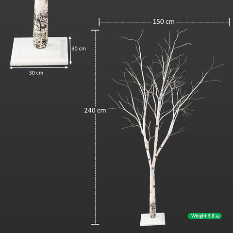 White Lighted Birch Tree