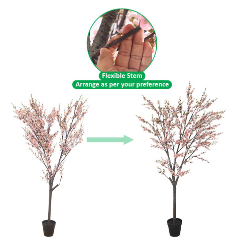 3D Flowers Artificial Cherry Blossom Tree in Black Pot