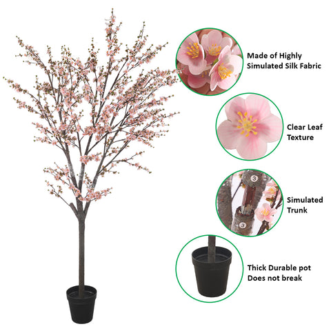 3D Flowers Artificial Cherry Blossom Tree in Black Pot