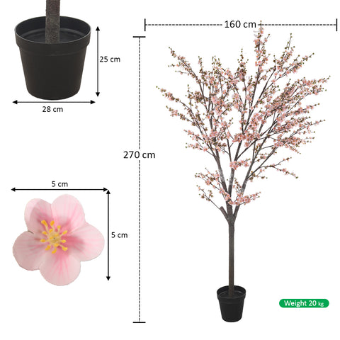 3D Flowers Artificial Cherry Blossom Tree in Black Pot
