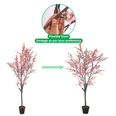 3D Flowers Artificial Cherry Blossom Tree in Black Pot