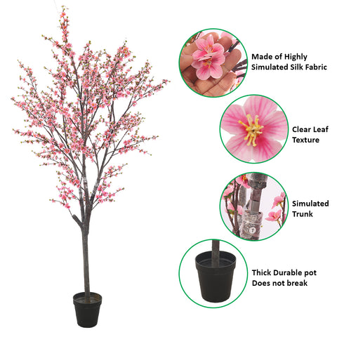 3D Flowers Artificial Cherry Blossom Tree in Black Pot