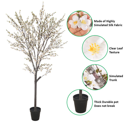 3D Flowers Artificial Cherry Blossom Tree in Black Pot