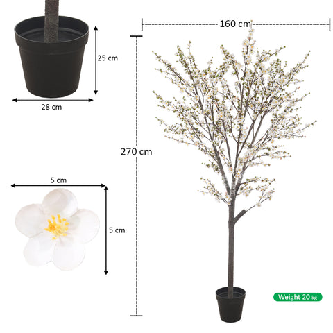3D Flowers Artificial Cherry Blossom Tree in Black Pot