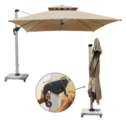 3.5m x 3.5m Outdoor Cantilever Square Umbrella with 120kg Marble Base