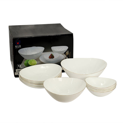 12-Piece Porcelain Dinner Bowl Set