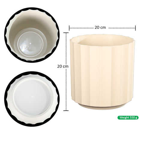 Cream Segmented Plant Pot for Modern Decor