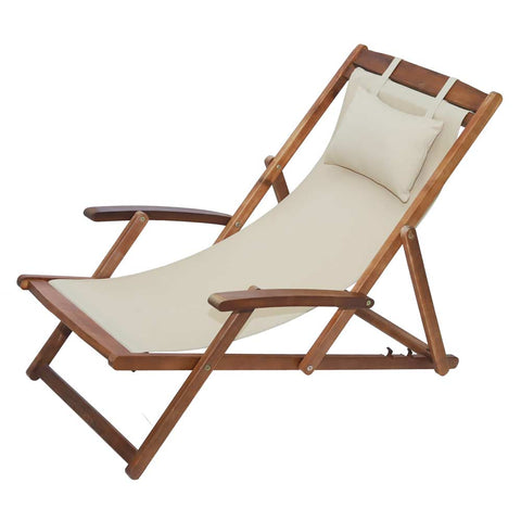 Solid Wood Sling Loungers Chair
