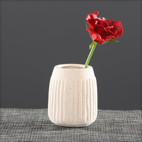Small Ribbed Ceramic Vase