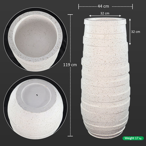 White Ribbed Tall Planter