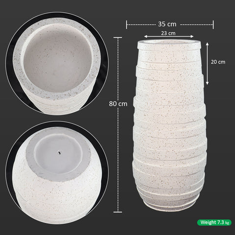 White Ribbed Tall Planter