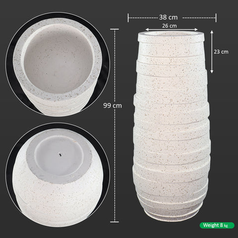 White Ribbed Tall Planter