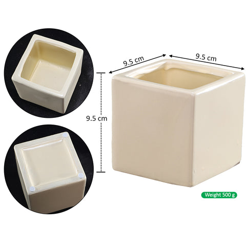 Square Shaped Cream Ceramic Vase