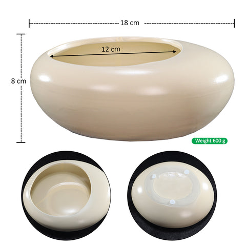 Oval Shaped Cream Ceramic Planter