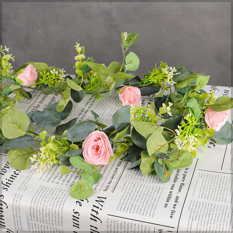 Artificial Eucalyptus Garland with Rose Flower