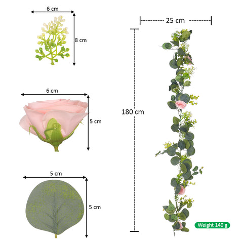 Artificial Eucalyptus Garland with Rose Flower