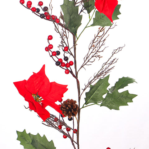Christmas Holly Leaves and Red Berries Winter Garland
