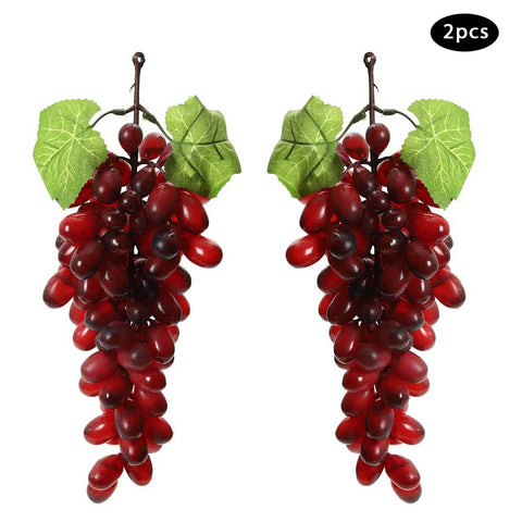 Set of fake realistic red grapes cluster 2Pcs for home decor