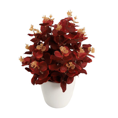 Artificial potted eucalyptus leaf red