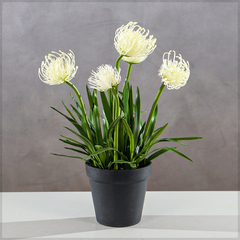 Artificial Faux Pincushion Flower Plant