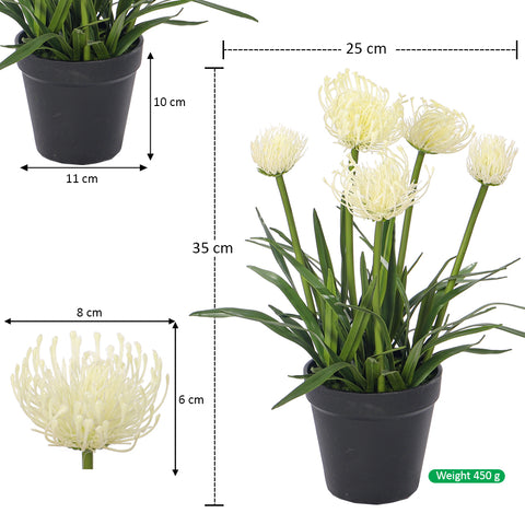 Artificial Faux Pincushion Flower Plant