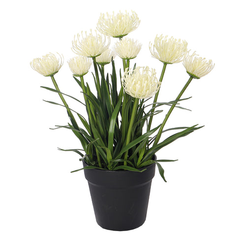 Artificial Faux Pincushion Flower Plant
